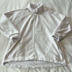 Workshop Republic Clothing White Fleece Lined Cowl Neck Sweatshirt w/ Pockets